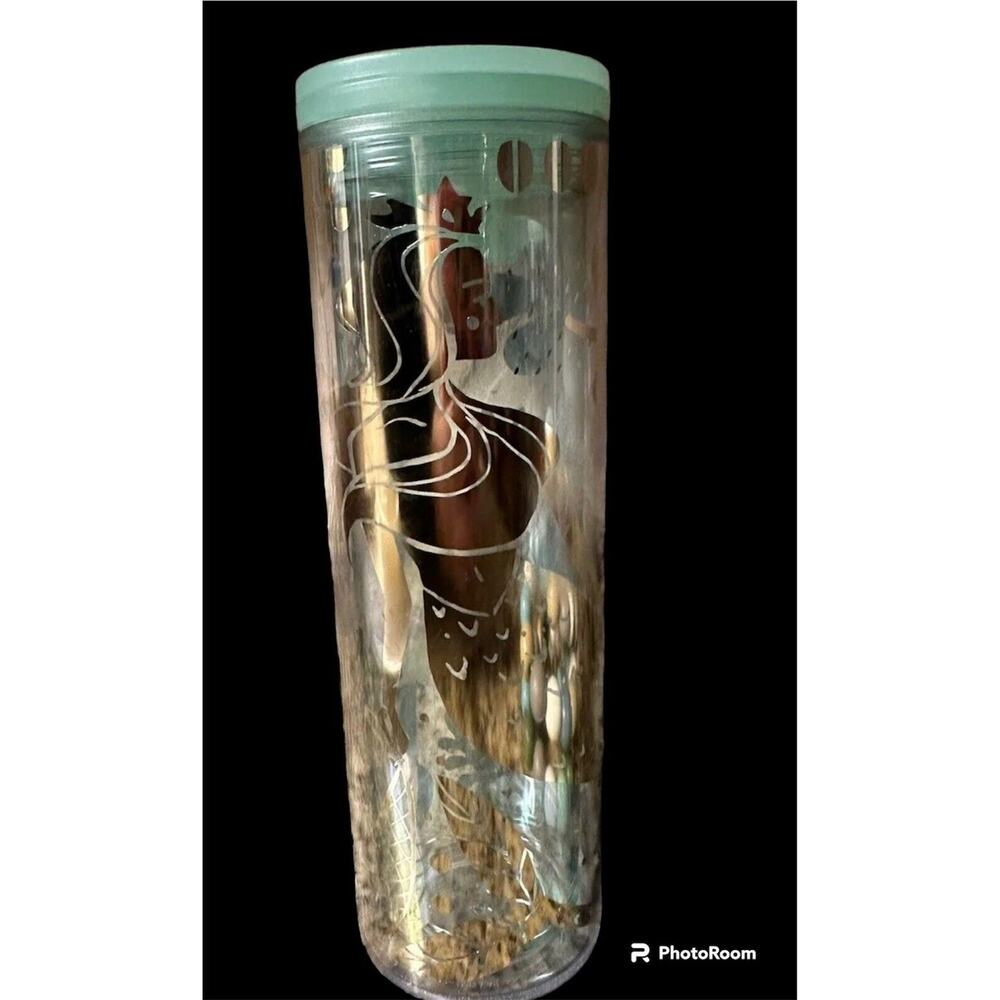 Starbucks Acrylic Golden Mermaid Siren 16oz. Grande Tumbler Twist Lid No Straw - Picture 3 of 9